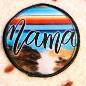 Mama Western Sublimation DYI Fabric Hat Patch Glue Iron On Sew Hat Patch